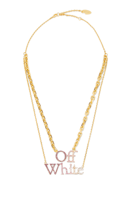 Logo Pavé Embellished Necklace, Brass & Glass Crystals